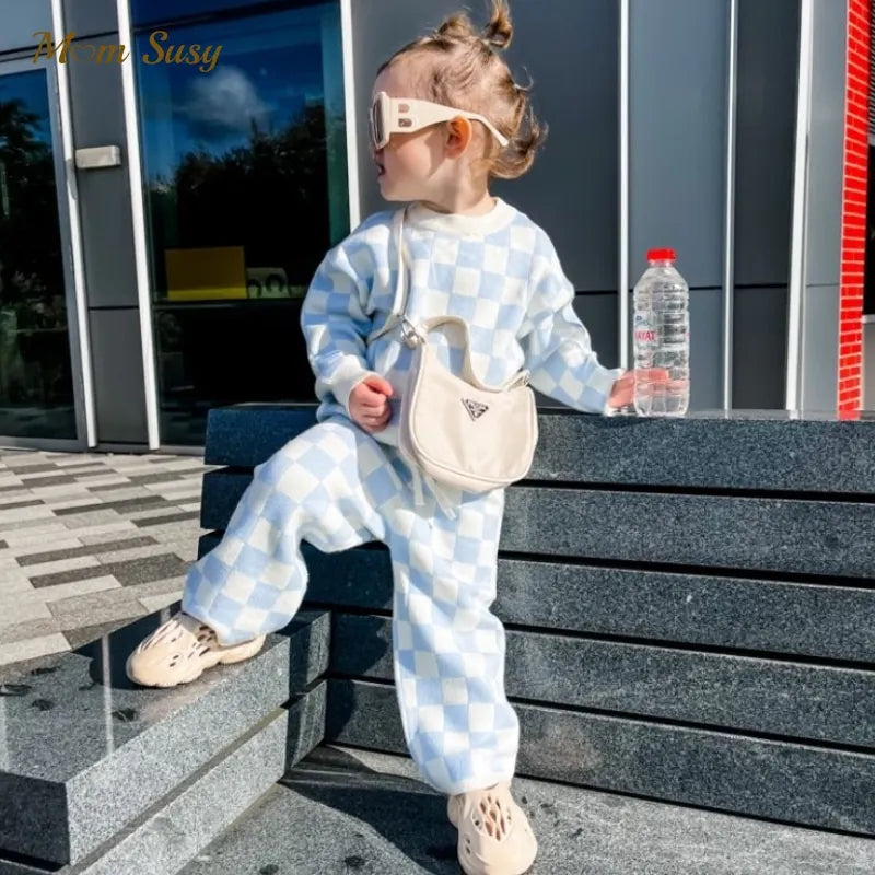 Girls Checkers Knit Set