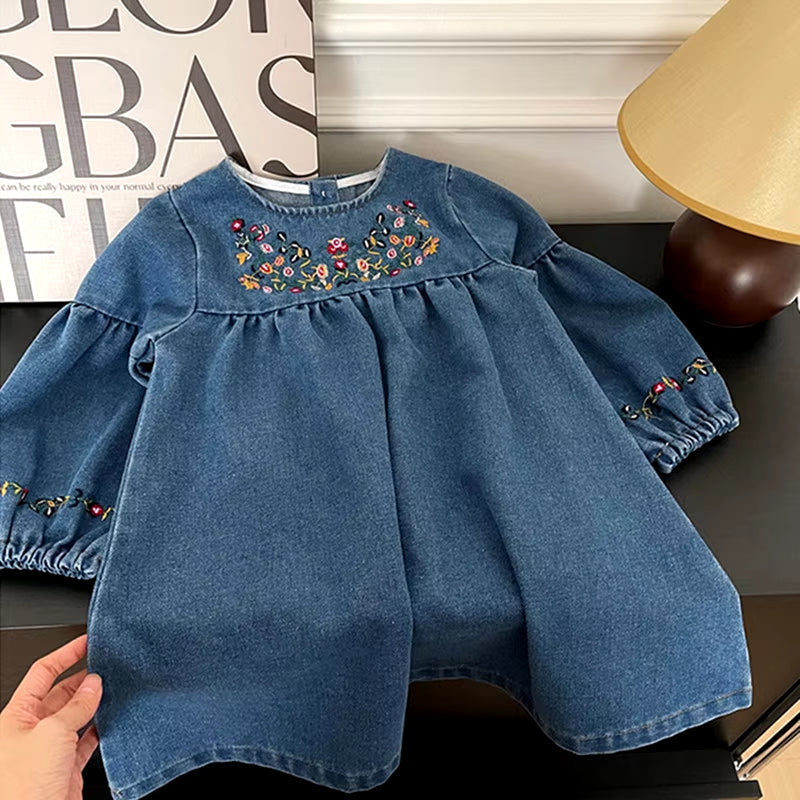 Embroidered Denim Dress