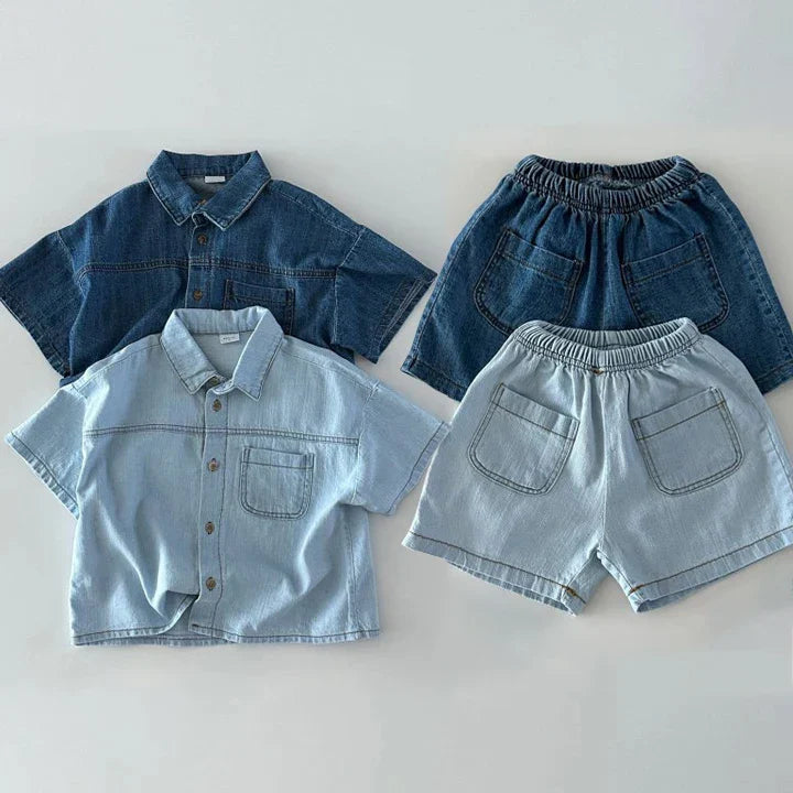 Denim Shorts Set