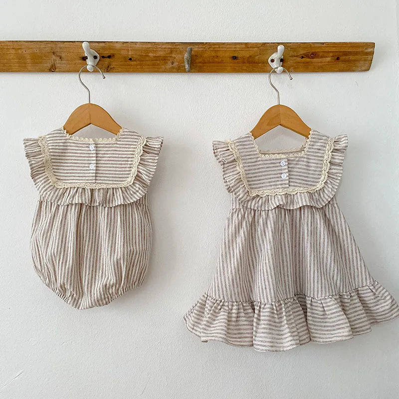 Striped Ruffle Romper/ Dress