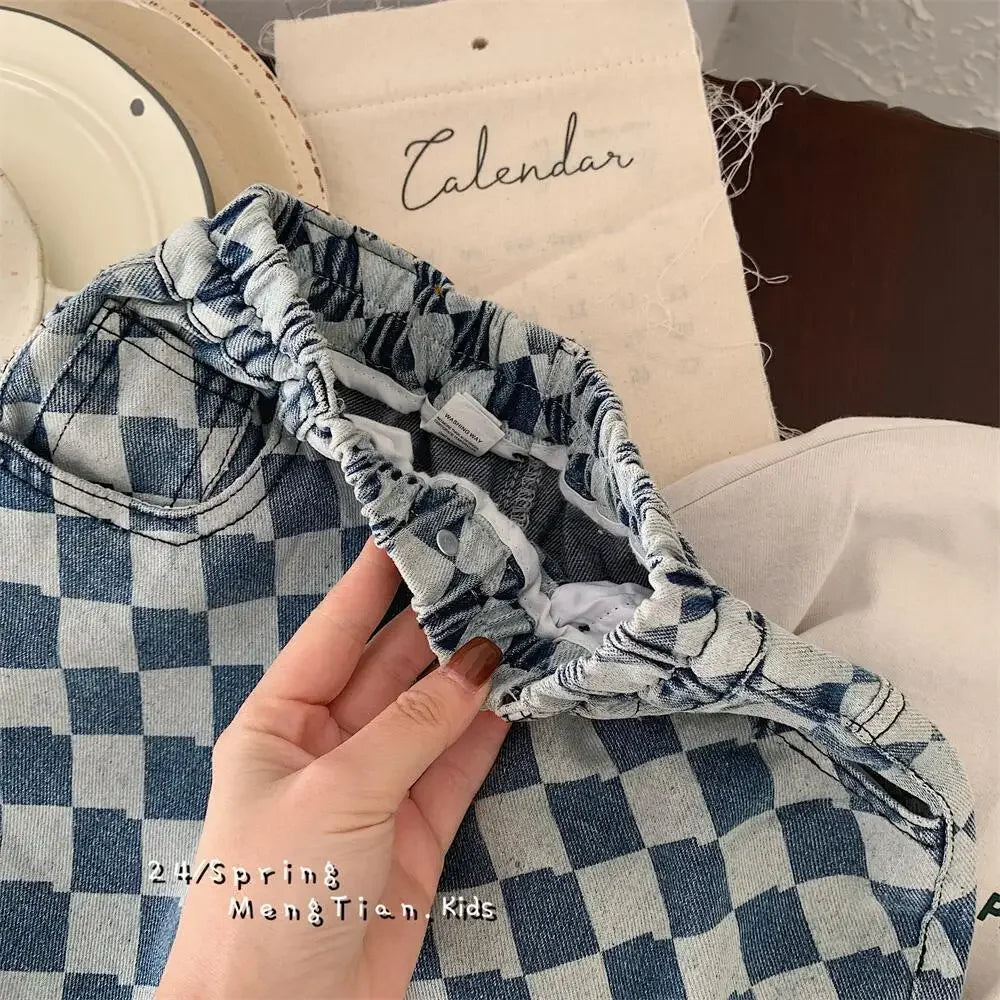 Checkered Girls Jeans