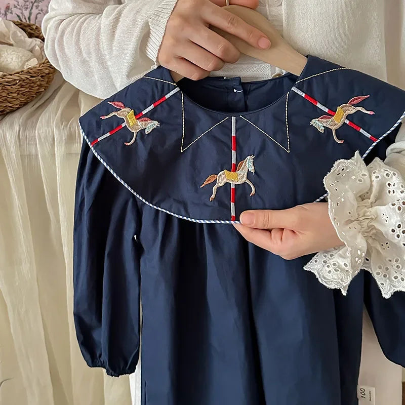 Collar Dress in Navy