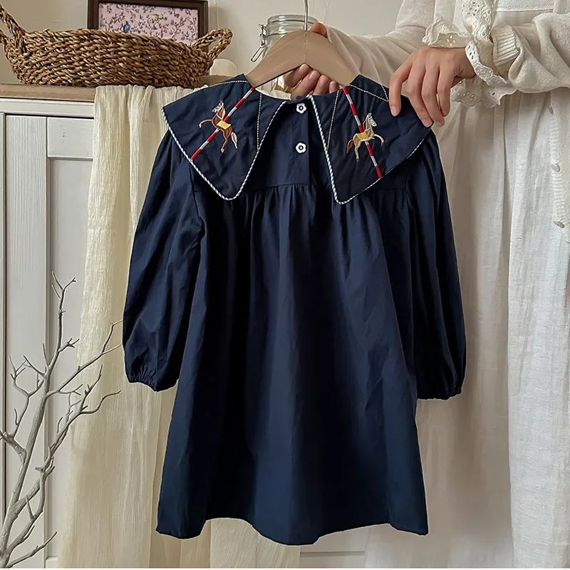 Collar Dress in Navy