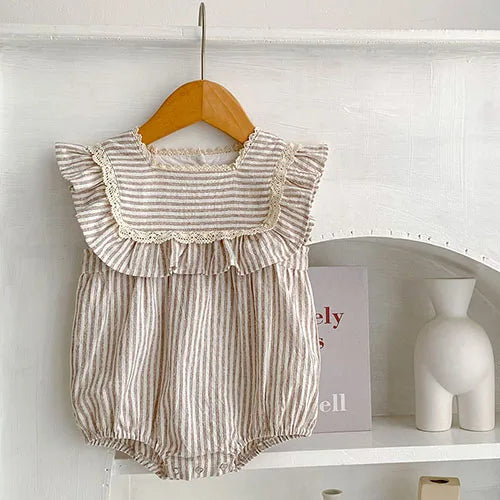 Striped Ruffle Romper/ Dress