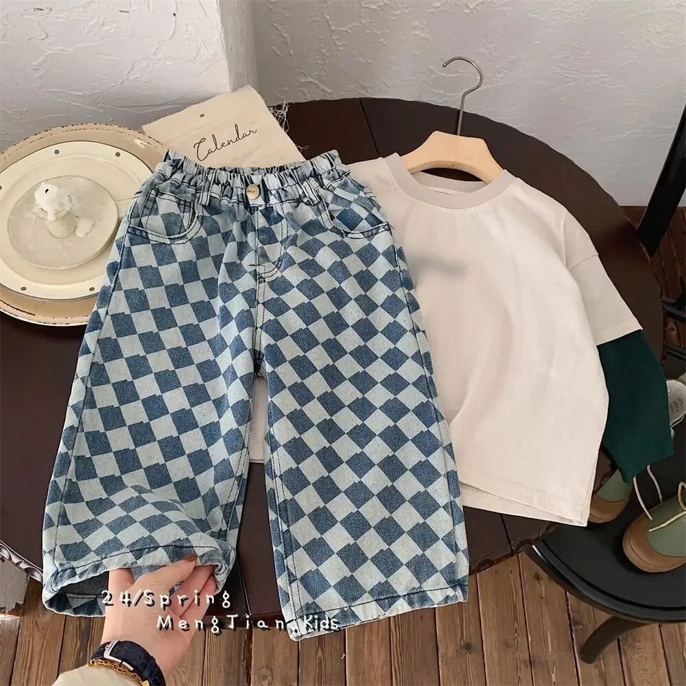 Checkered Girls Jeans