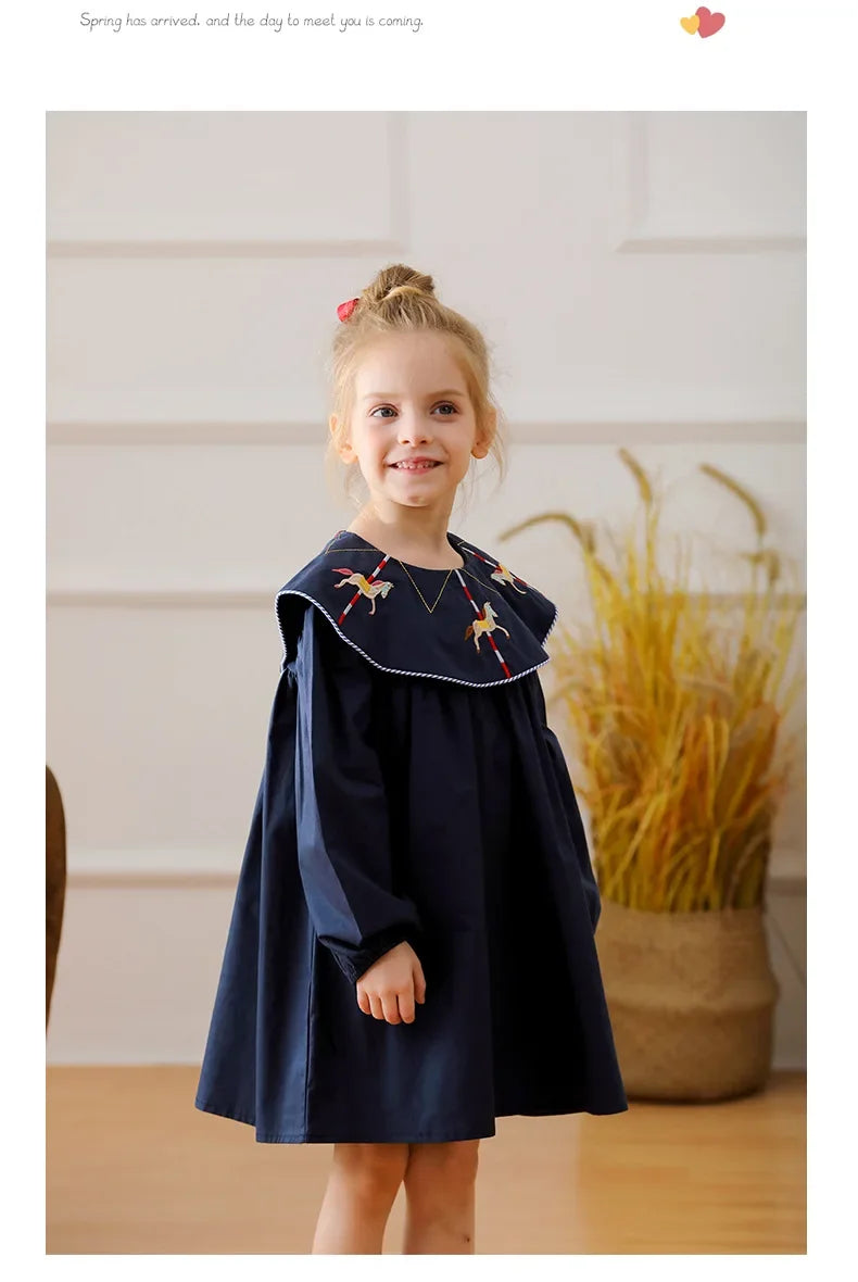 Collar Dress in Navy