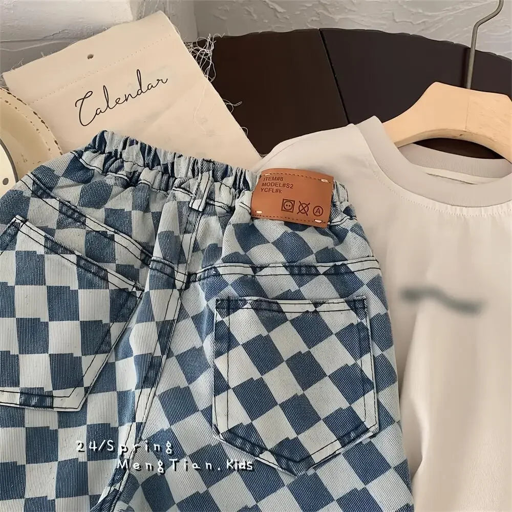 Checkered Girls Jeans