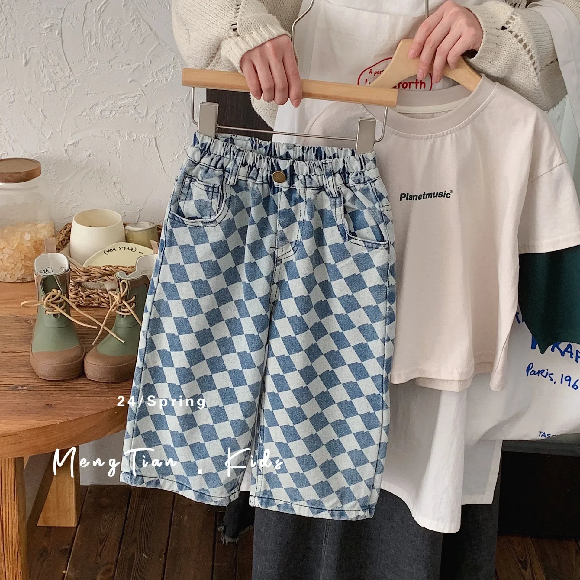 Checkered Girls Jeans