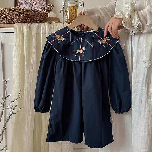Collar Dress in Navy